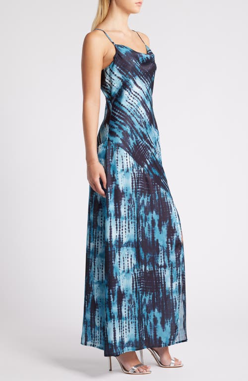 Shop Chelsea28 Print Satin Maxi Dress In Navy Multi