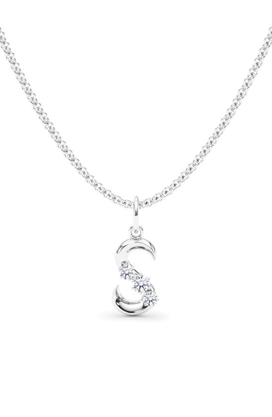 Hautecarat Graduated Lab-created Diamond Initial Letter Pendant Necklace In S - 18k White Gold