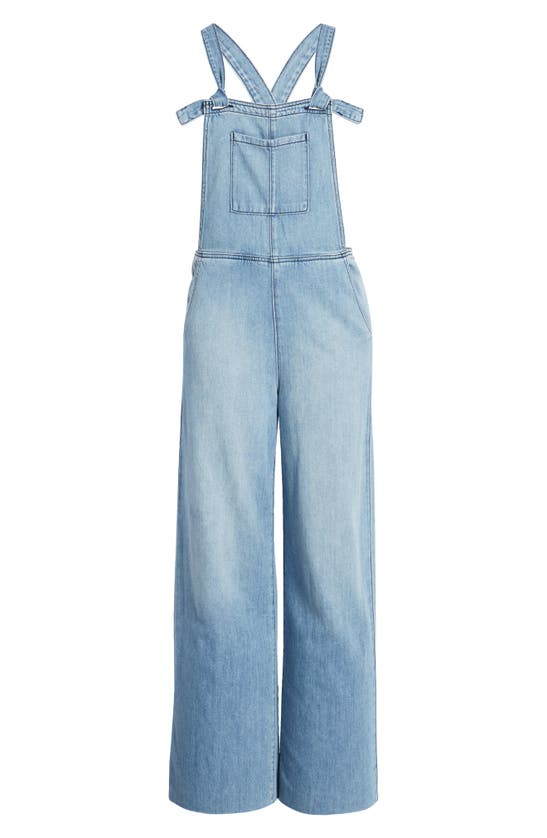 Shop Hidden Jeans Frayed Hem Denim Overalls In Medium Wash
