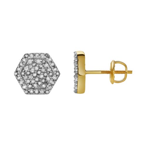 Luvmyjewelry Vaelora 10k Yellow Gold Cluster Diamond Unisex Earrings In 10k Yellow Gold