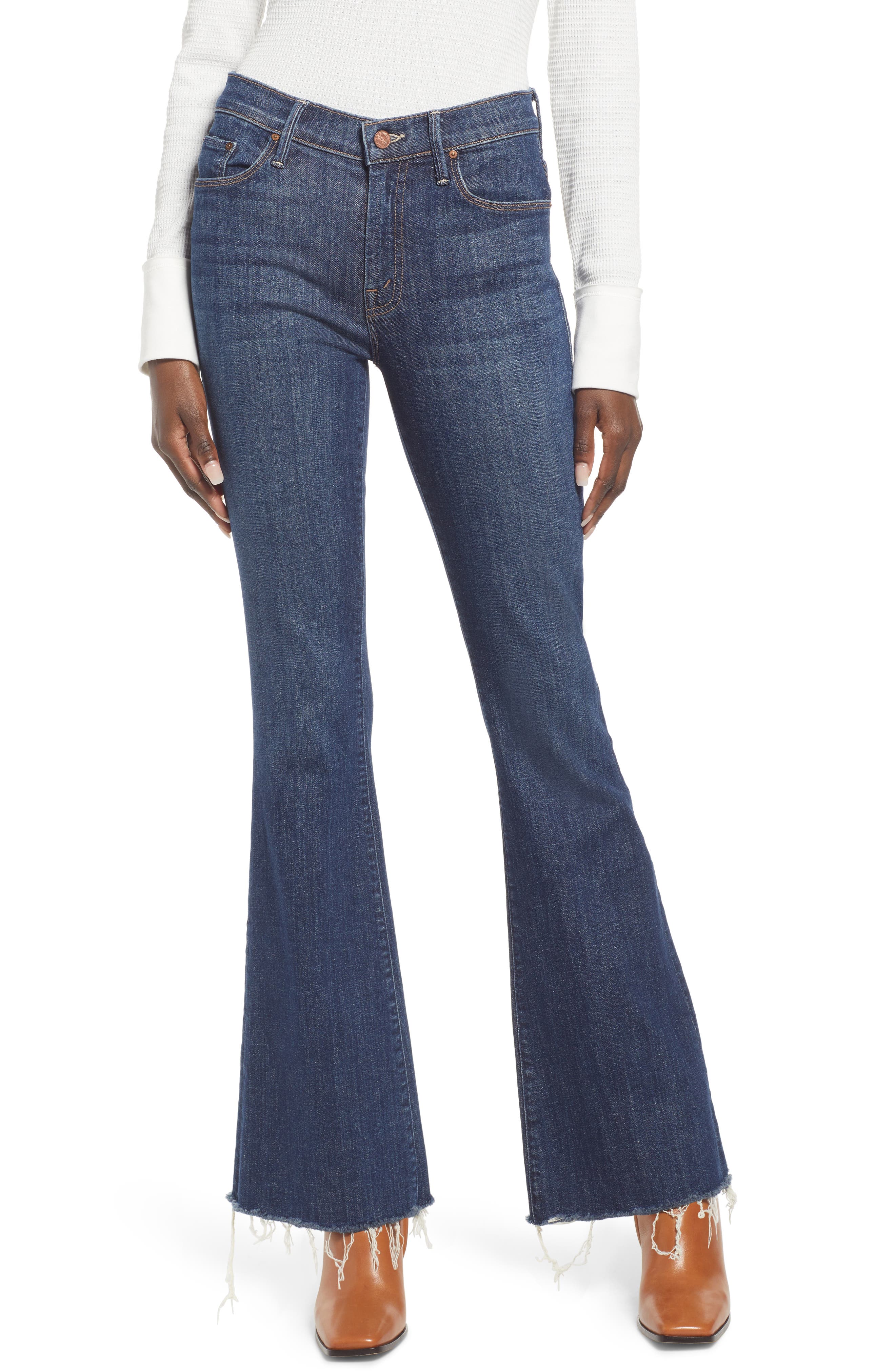 raw hem flare jeans