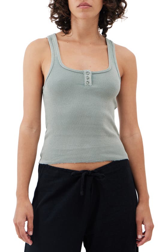 Shop Bdg Urban Outfitters Ryan Henley Rib Tank Top In Sage Khaki