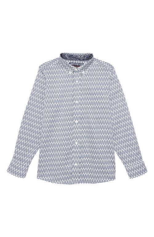 Johnston & Murphy Kids' Skull Print Button-down Shirt In Navy/white Repeating Skull