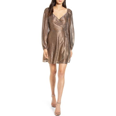 Chelsea28 Metallic Wrap Dress, Metallic