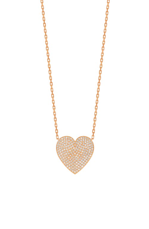 Pavé Diamond Heart Pendant Necklace in 18K Rose Gold