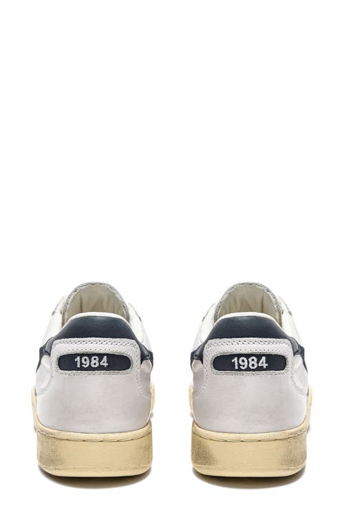 Diadora Panelled Leather Sneakers In White/blue Denim
