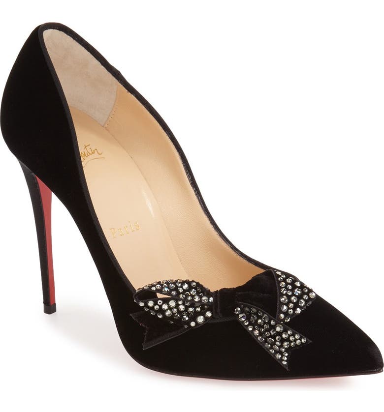 Christian Louboutin 'Madame Menule' Embellished Bow Pointy Toe Pump ...