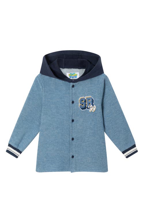 Shop Andy & Evan Kids' Shellebration Hooded Denim Shacket In Navy