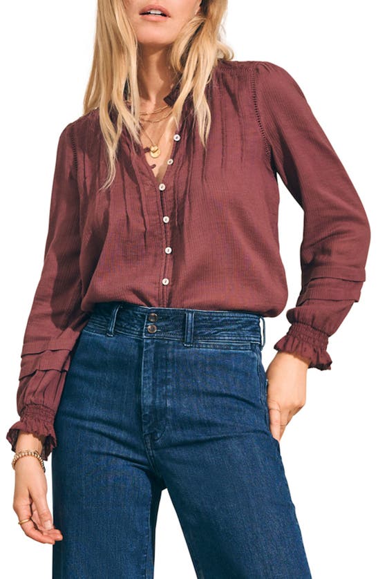 FAHERTY WILLA BUTTON FRONT PEASANT BLOUSE