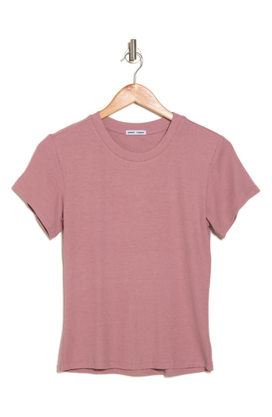 Sweet Romeo Ribbed Short Sleeve T-shirt In Pink