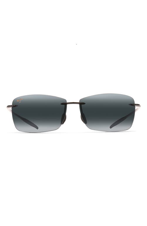 Maui Jim Lighthouse 65mm PolarizedPlus2 Oversize Rimless Sunglasses in Gloss Black at Nordstrom