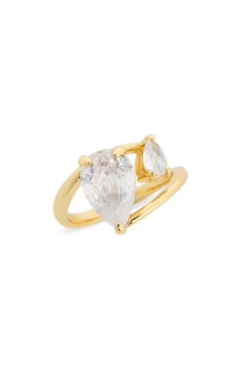Covet Toi Et Moi Cz Teardrop Ring In Gold