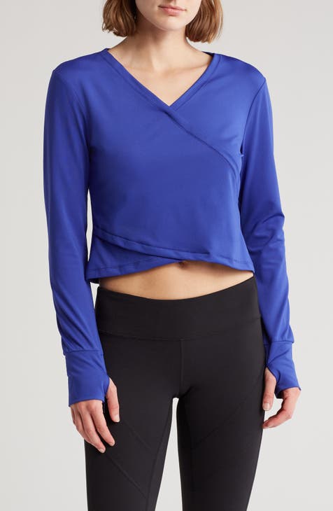 Apana Activewear Top Womens Medium M Blue Short Sleeve Shirt