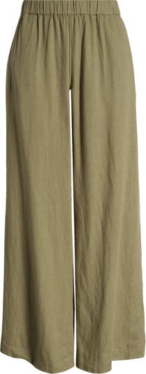 Caslon® Wide Leg Pull-On Linen Blend Pants