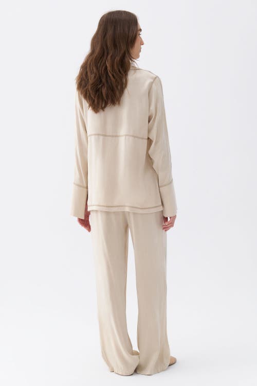 Shop Nocturne Contrast Topstitched Shirt In Ivory