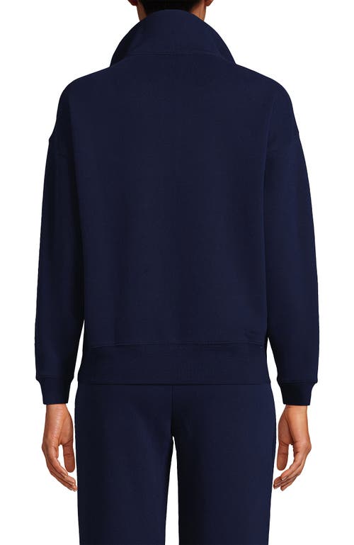 Shop Lands' End Serious Sweats Relaxed Long Sleeve Half Zip Sweatshirt In Deep Sea Navy