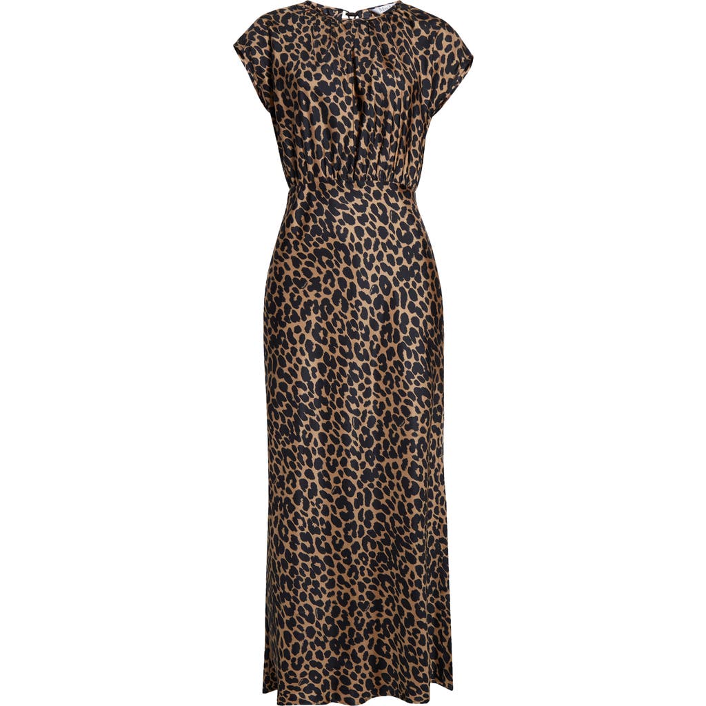 Max Mara Juglas Leopard Print Silk Dress In Camel Spotted