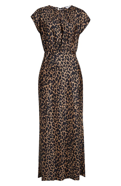 Shop Max Mara Juglas Leopard Print Silk Dress In Camel Spotted