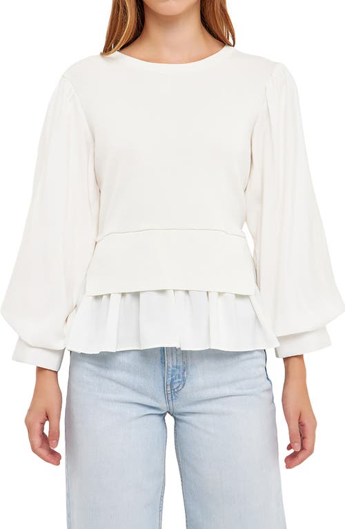 Shop English Factory Layered Mixed Media Top In Cream/white