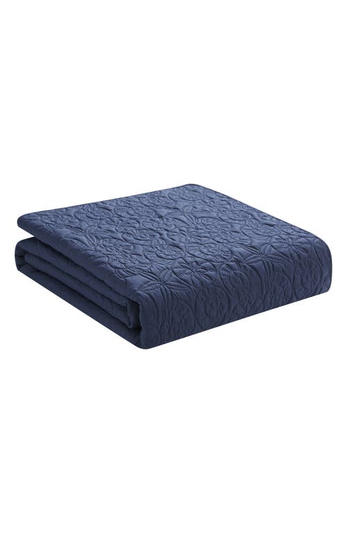 Vcny Home Seashell Solid 3-piece Quilt Set In Navy
