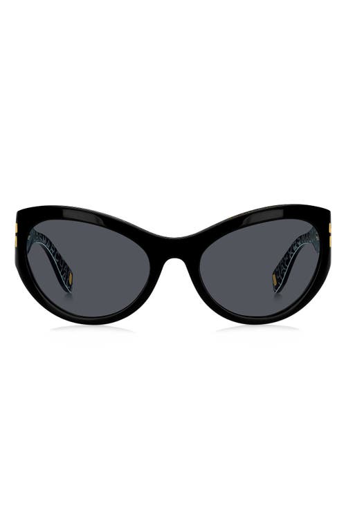 Marc Jacobs 61mm Wrap Cat Eye Sunglasses In Black/gray Ar