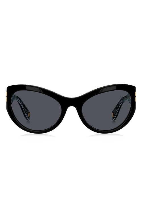 Marc Jacobs 61mm Wrap Cat Eye Sunglasses in Black/Gray Ar at Nordstrom