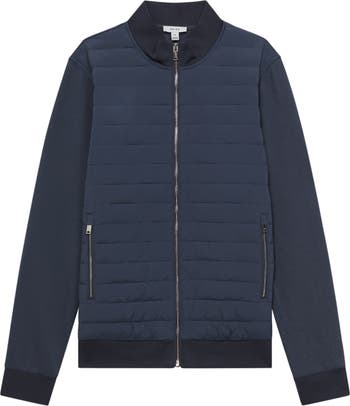 REISS Trainer Long Sleeve Quilted Hybrid Zip Through Jacket