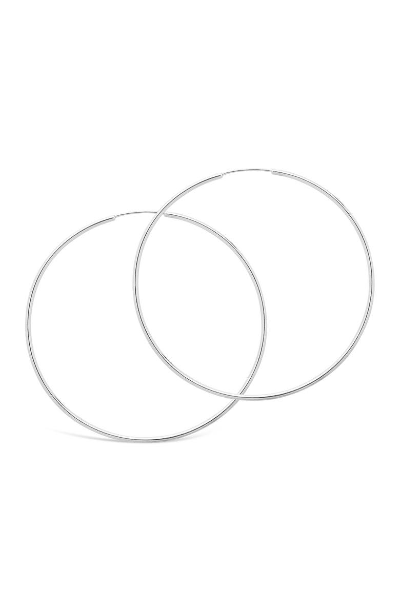 STERLING FOREVER 68mm Shiny Finish Hoop Earrings, Main, color, SILVER