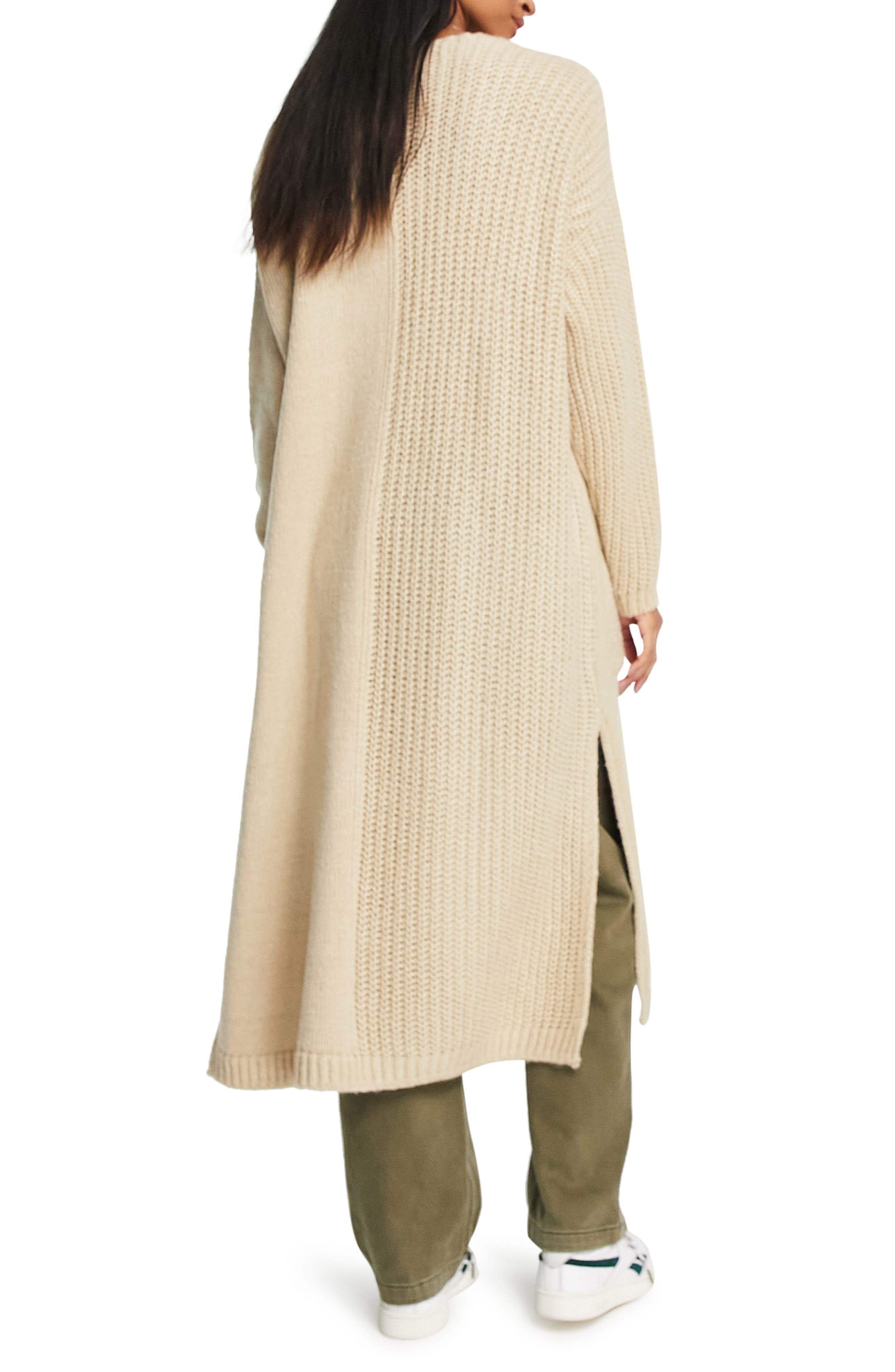 Topshop Mixed Stitch Longline Cardigan in Camel at Nordstrom, Size X-Small P