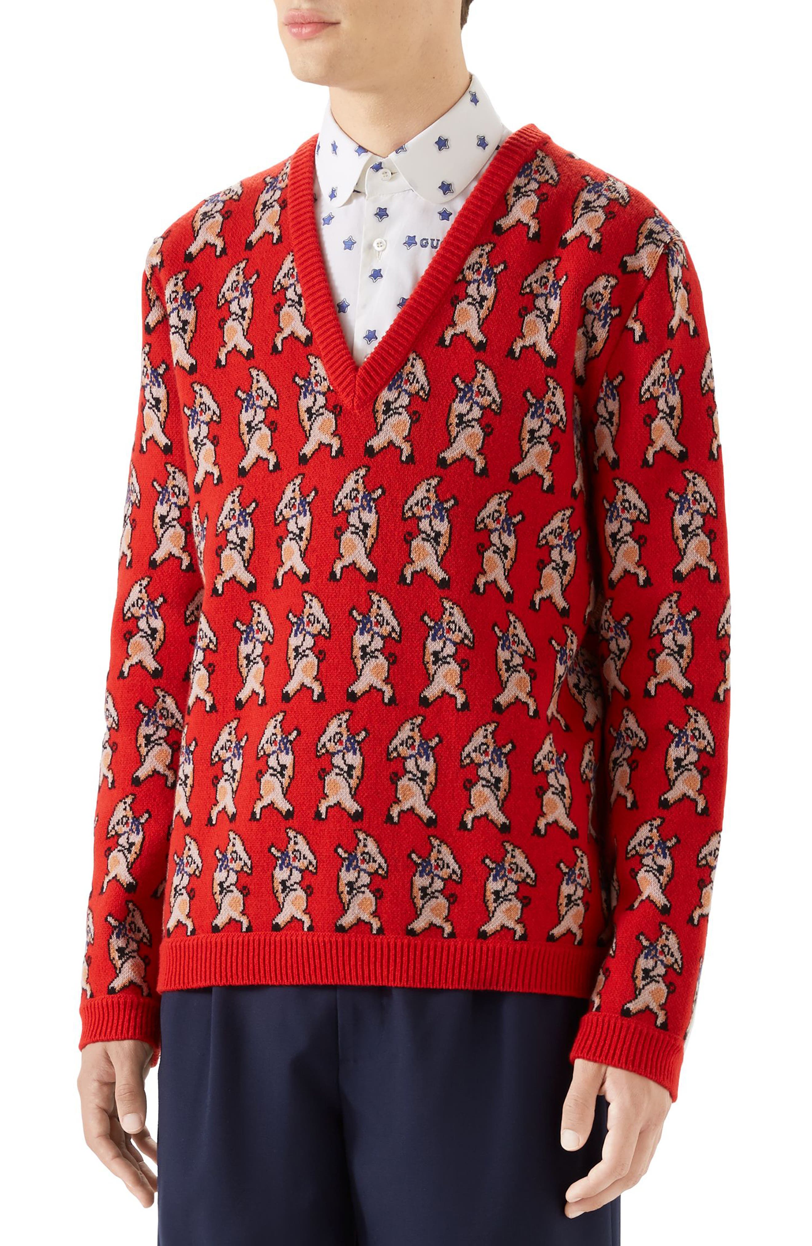 Gucci Piglet Jacquard Wool Sweater 