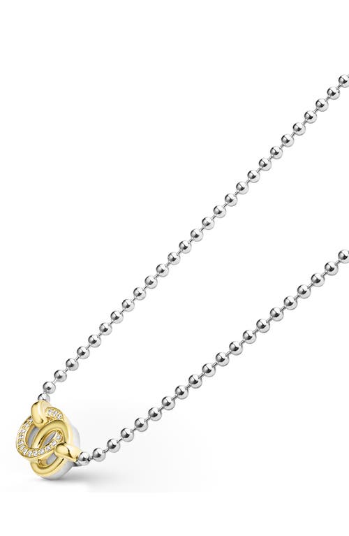 Lagos Signature Caviar Two-tone Interlocking Diamond Pendant Necklace In Two-tone