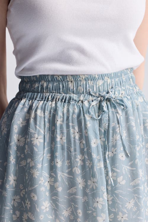 Reistor Drawstring Short Skirt In Light Blue Florals In Floral Poetry