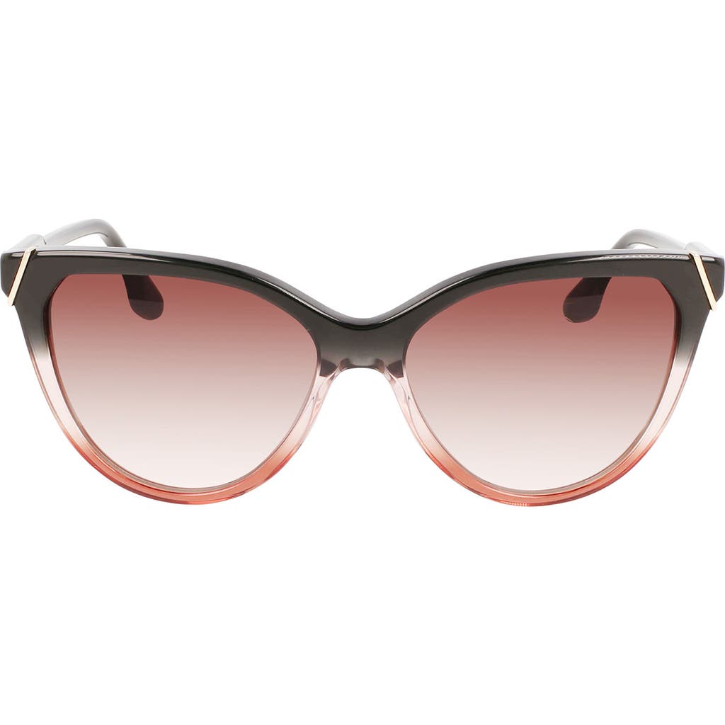 Victoria Beckham Guilloché 57mm Gradient Cat Eye Sunglasses In Grey/rose/caramel