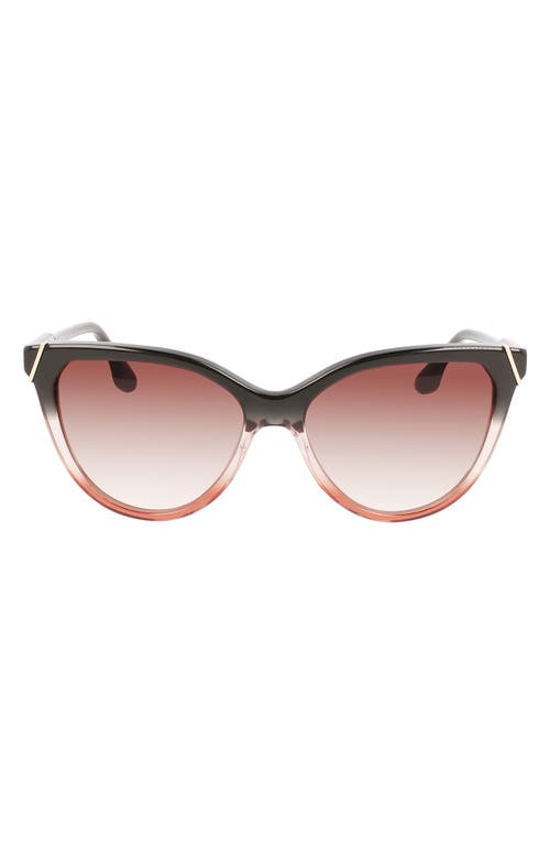 Shop Victoria Beckham Guilloché 57mm Gradient Cat Eye Sunglasses In Grey/rose/caramel