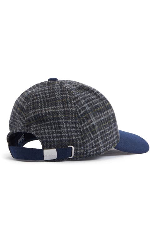 Shop Barbour Clyde Plaid Adjustable Tweed Baseball Cap In Navy/grey Plaid