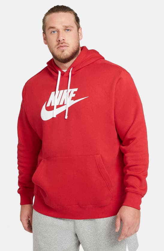 Shop Nike Sportswear Club Fleece Logo Hoodie In University Red/ White