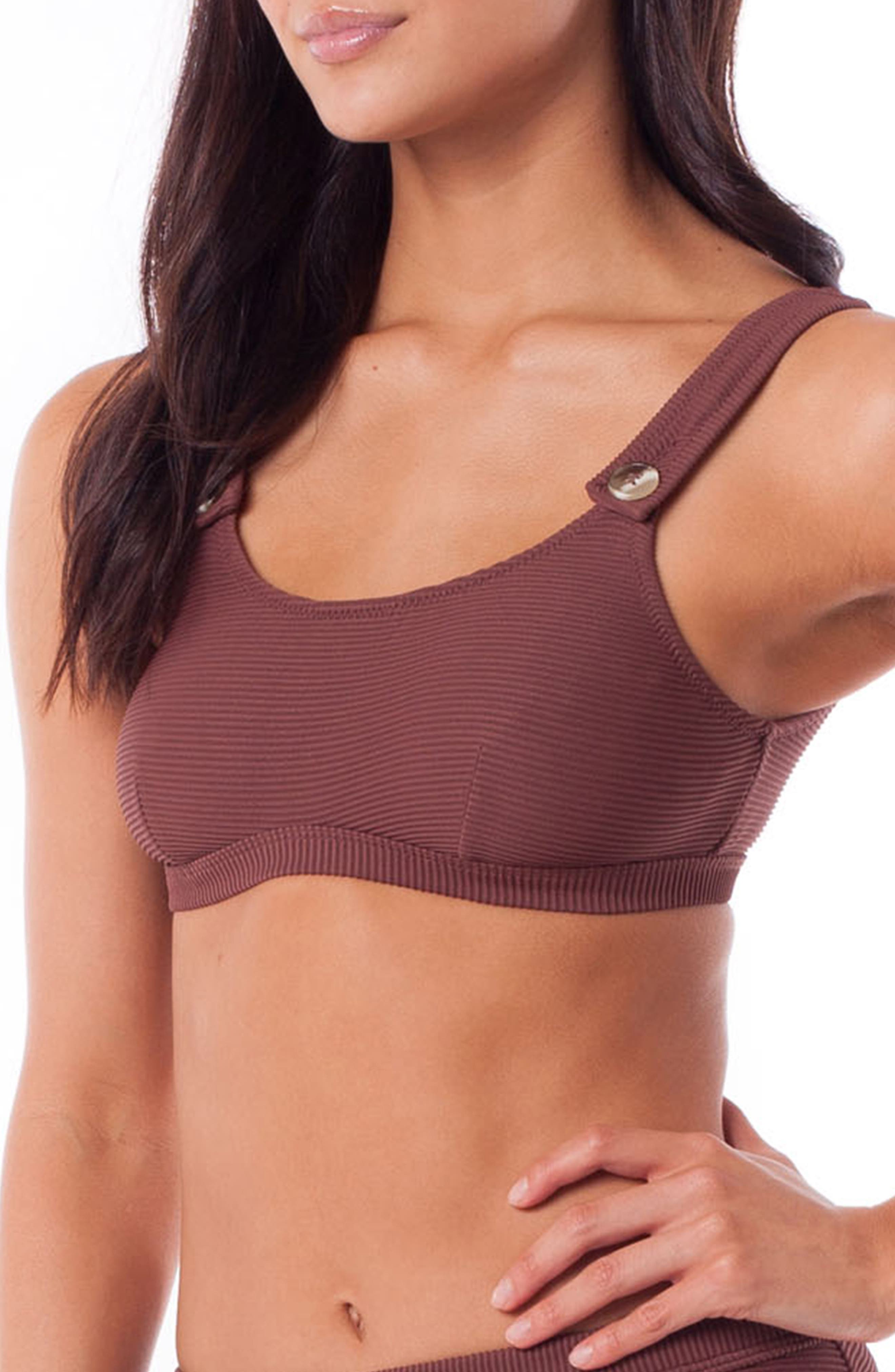 Rhythm Palm Springs Scoopneck Bikini Top, Burgundy