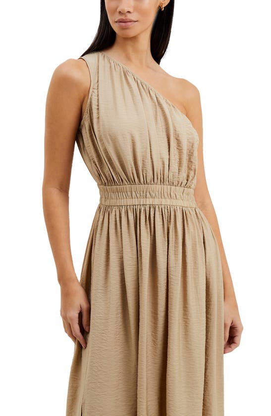 Shop French Connection Faron One-shoulder Crinkle Dress In Incense