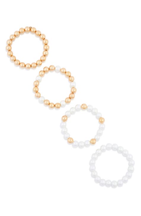 Imitation Pearl Pack of 4 Stretch Bracelets