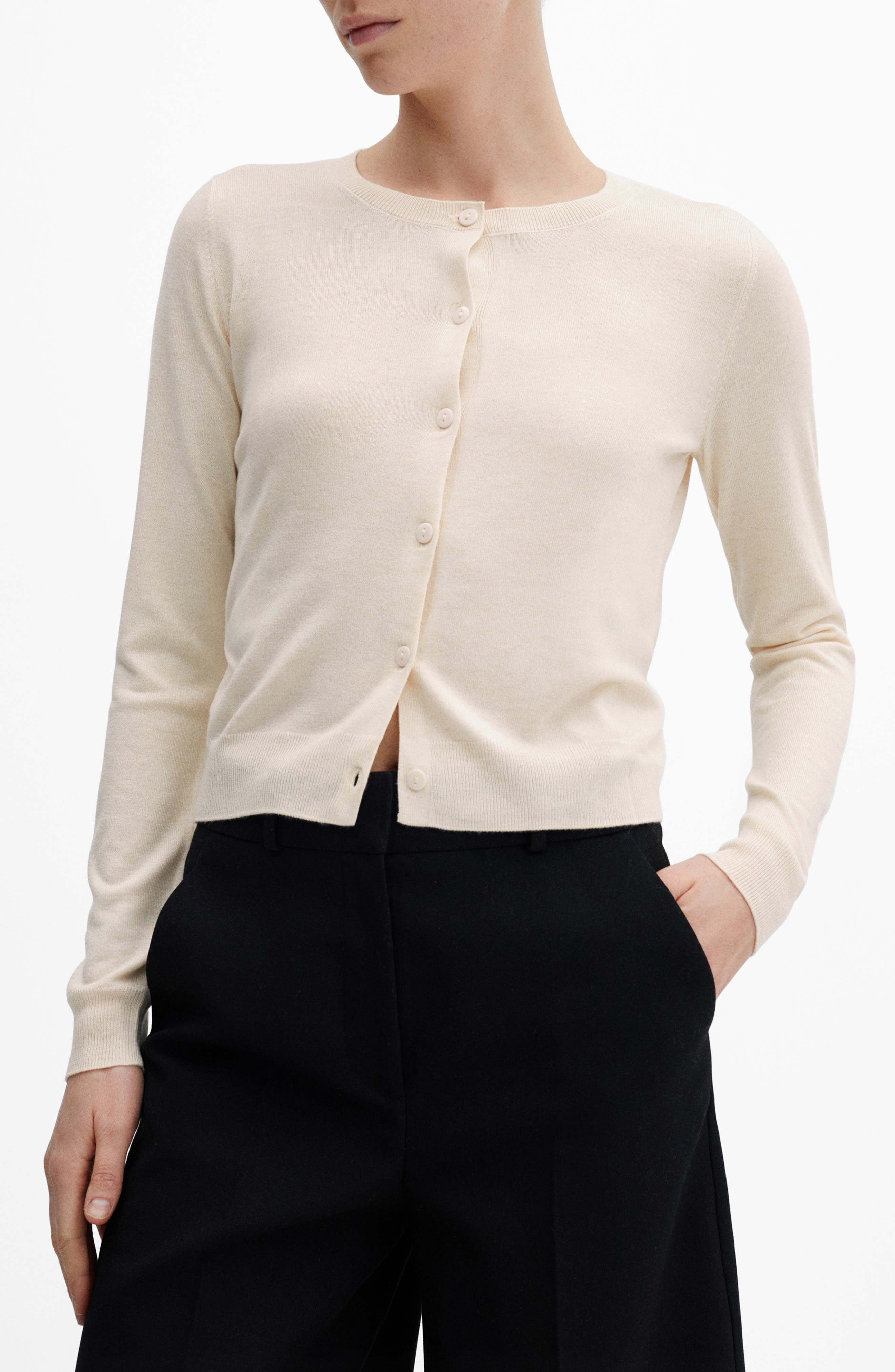 Mango Button-up Cardigan In Ecru