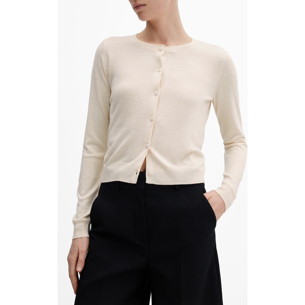 Mango Button-up Cardigan In Ecru
