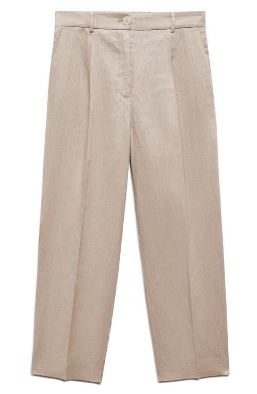 Shop Mango Brunoli Linen Ankle Straight Leg Pants In Light Beige