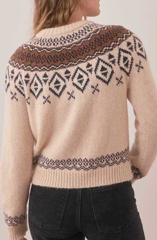 Shop Marine Layer Ava Fair Isle Cardigan In Oatmeal