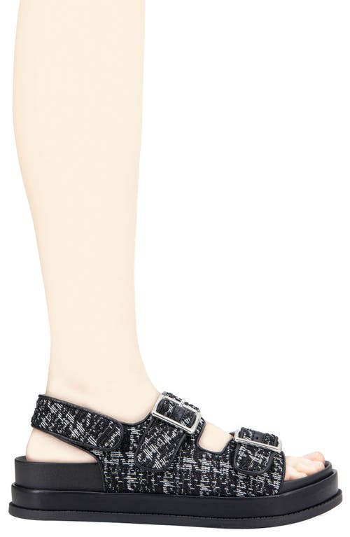 Bcbgeneration Beena Platform Sandal In Black-white Boucle