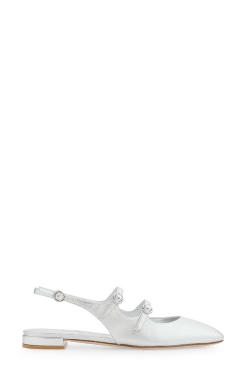 Shop Stuart Weitzman Benni Slingback Flat In Silver