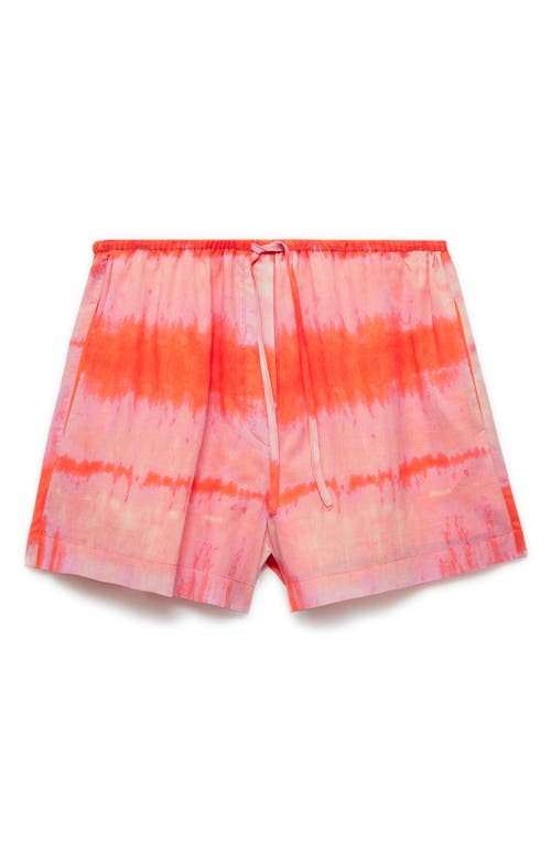 MANGO MANGO TIE DYE ELASTIC WAIST DRAWSTRING SHORTS 