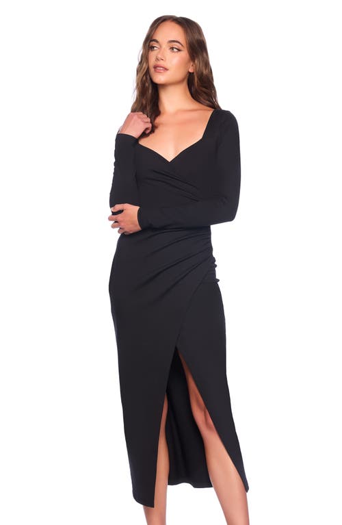 Shop Susana Monaco Wrap Front Long Sleeve Cocktail Midi Dress In Black