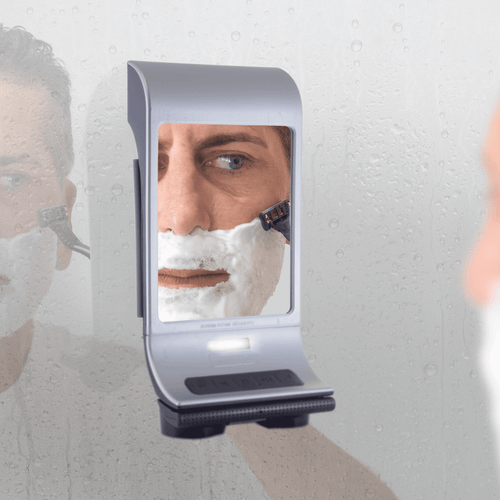 Zadro Fogless Lighted Shower Mirror With Wall Mount & Bluetooth Speaker In Silver
