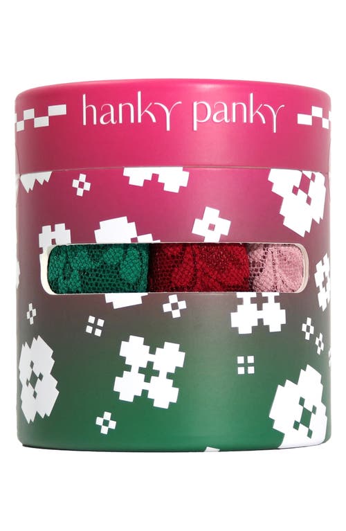 Shop Hanky Panky Holiday Assorted 3-pack Retro Thongs In Red Tones