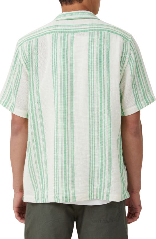 Shop Cotton On Palma Cotton Blend Camp Shirt In Bright Green Stripe